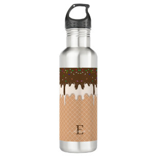 Chocolate Ice Cream Waffle Cone Sprinkle Monogram  710 Ml Water Bottle