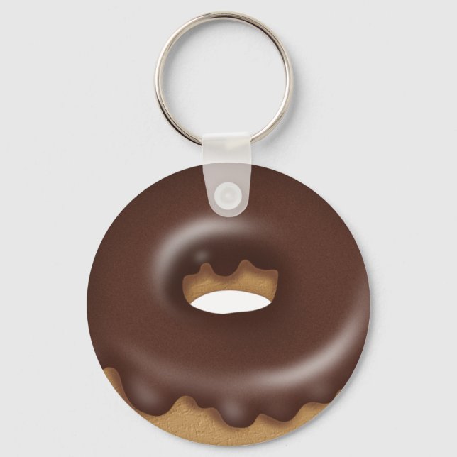 Chocolate Iced doughnut cartoon bakery keychain (Front)