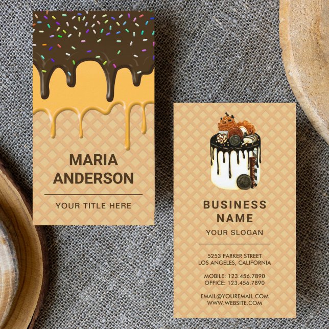 Chocolate Icing Drips Pastry Chef Bakery Business Card (Creator Uploaded)