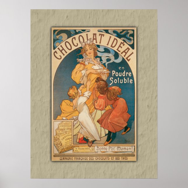Chocolate Ideal Vintage French Beverage Poster (Front)