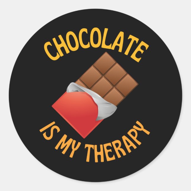 Chocolate Is My Therapy Classic Round Sticker (Front)