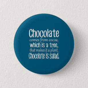 Chocolate Is Salad Funny Diet Quote  2 Inch Round Button