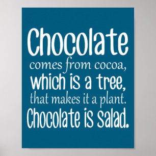 Chocolate Is Salad Funny Diet Quote  Poster