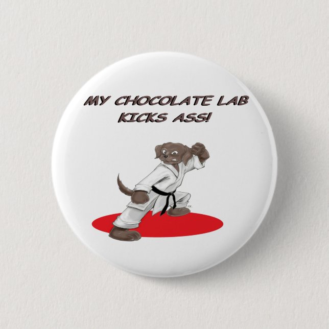 Chocolate Karate Lab 2 Inch Round Button (Front)