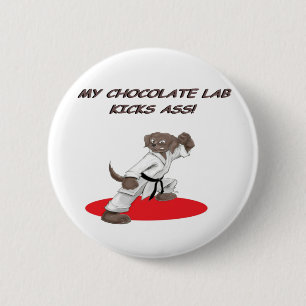 Chocolate Karate Lab 2 Inch Round Button