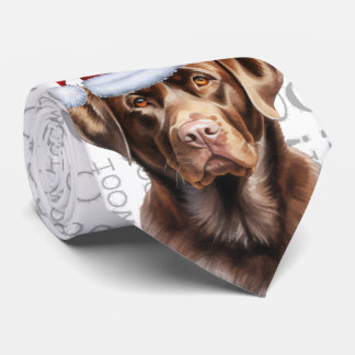 Chocolate Lab and Woof Christmas Dog Tie