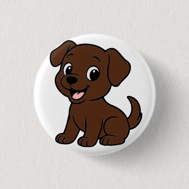 Chocolate Lab Cartoon 1 Inch Round Button (Front)
