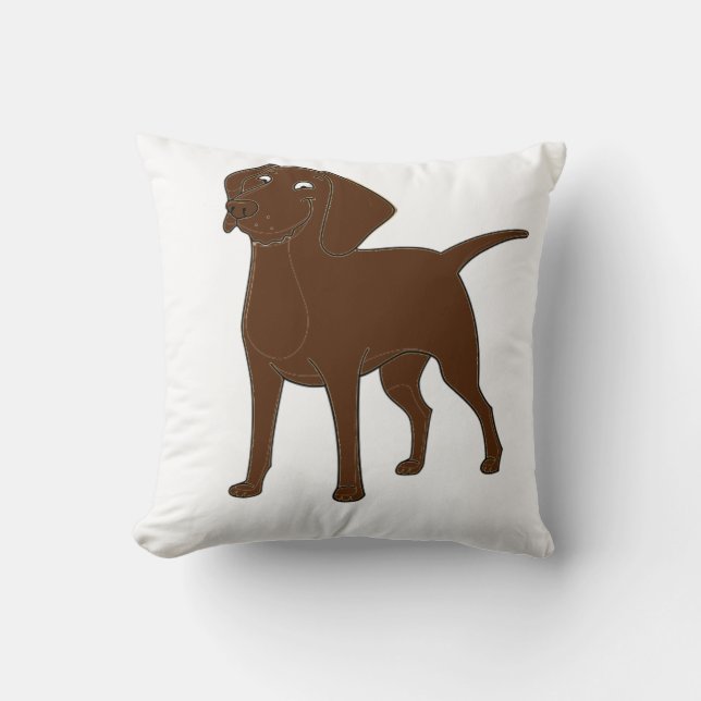 chocolate lab cartoon full 3 throw pillow (Front)