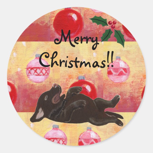 Chocolate Lab Christmas Ornaments Stickers (Front)