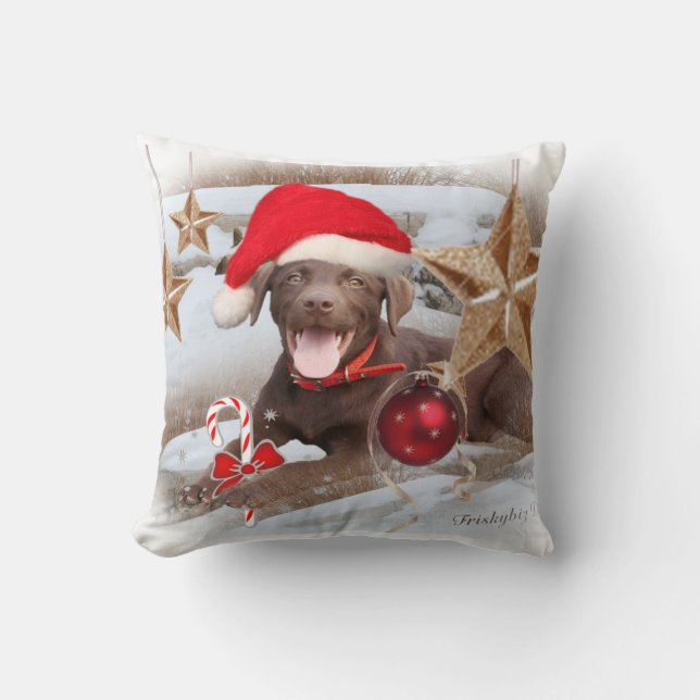 Chocolate Lab Christmas Star Throw Pillow (Front)