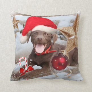 Chocolate Lab Christmas Star Throw Pillow