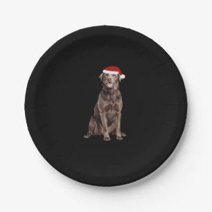 Chocolate Lab Christmas Tree Dog Puppy Watercolor Paper Plate