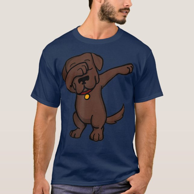 Chocolate Lab Dabbing   Funny Dog Dab T-Shirt (Front)