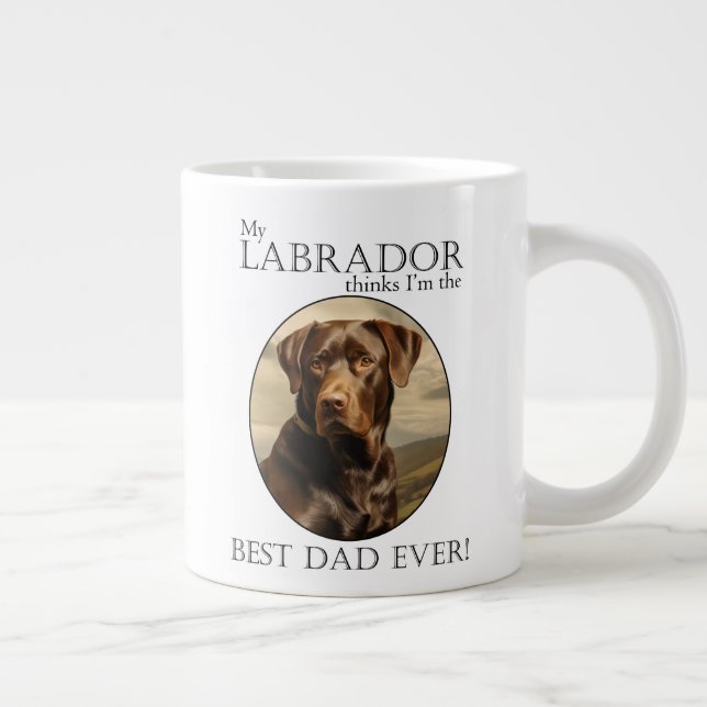 Chocolate Lab Dad Large Coffee Mug (Right)