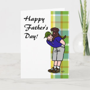 Chocolate Lab Daddy Plaid Card