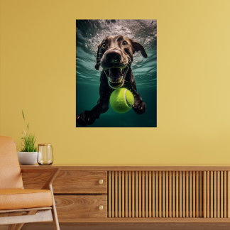 Chocolate Lab Diving Underwater  Poster
