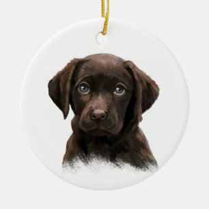 Chocolate Lab Dog Ceramic Ornament