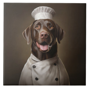 Chocolate Lab Dog Chef Tile