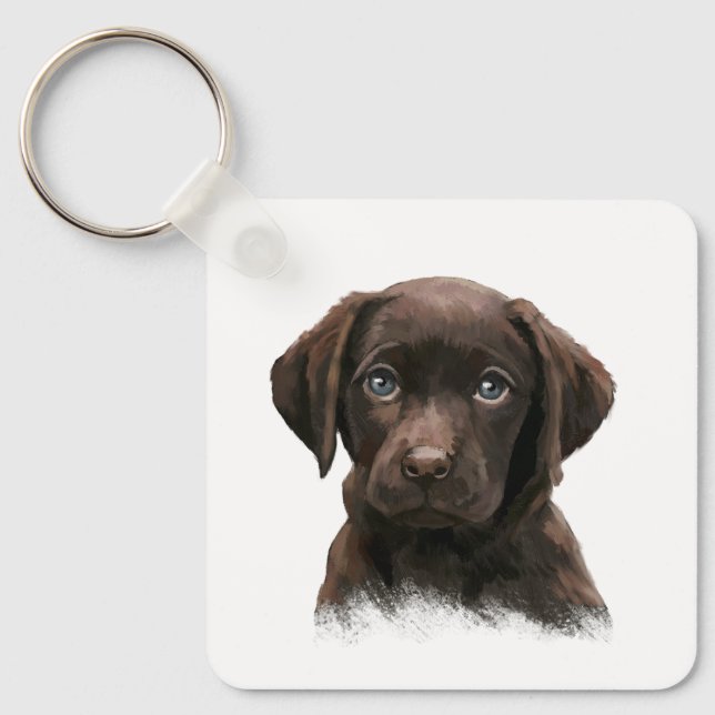 Chocolate Lab Dog Keychain (Front)