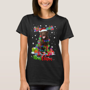 Chocolate Lab Dog Merry Christmas Party Family    T-Shirt