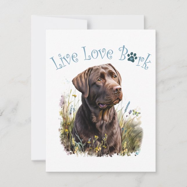 Chocolate Lab Dog Mom Floral Card (Front)