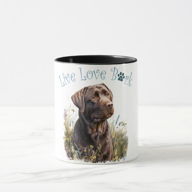 Chocolate Lab Dog Mom Floral Mug (Center)