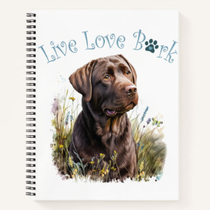 Chocolate Lab Dog Mom Floral Notebook