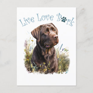 Chocolate Lab Dog Mom Floral Postcard