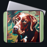 Chocolate Lab Dog on Camo Background Laptop Sleeve<br><div class="desc">This laptop computer sleeve design features a bust of a chocolate lab against camouflage background. Add a name for personalization. Great for the hunter or dog lover in your life. Created by Simply Farmhouse Press.</div>