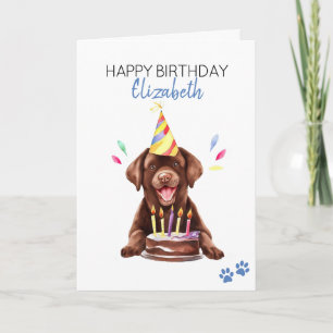 Chocolate Lab Dog Personalized Happy Birthday  Card