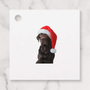Chocolate Lab Dog Portrait Santa Hat Cute Christma Favour Tags