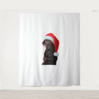 Chocolate Lab Dog Portrait Santa Hat Cute Christma