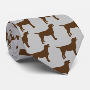 Chocolate Lab Dog Silhouette Tie