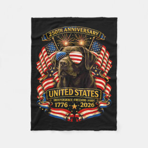 Chocolate Lab Dog Usa Independence 1776 2026 Fleece Blanket