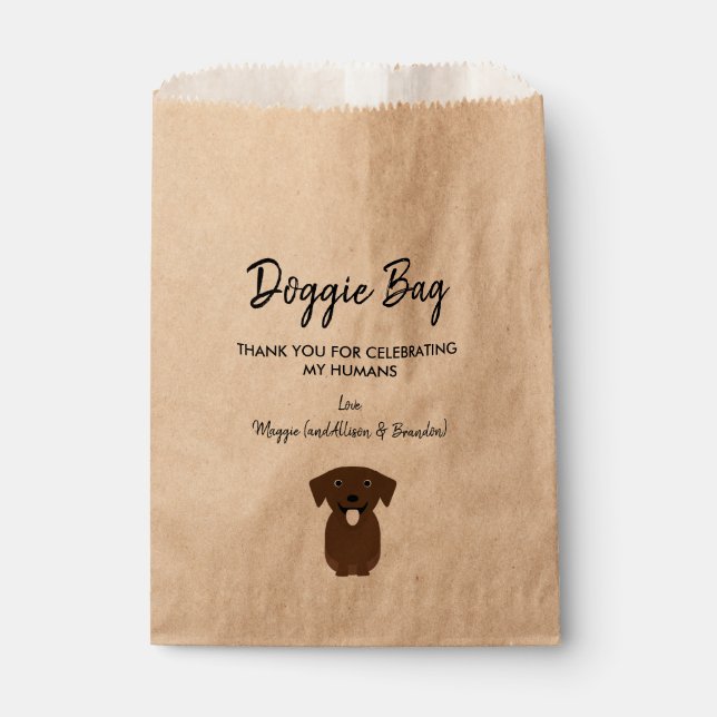 Chocolate Lab Doggie Bag for Wedding, Favour Bags (Front)
