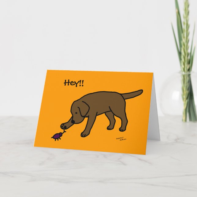 Chocolate Lab Friendly Cartoon Labrador Card (Front)