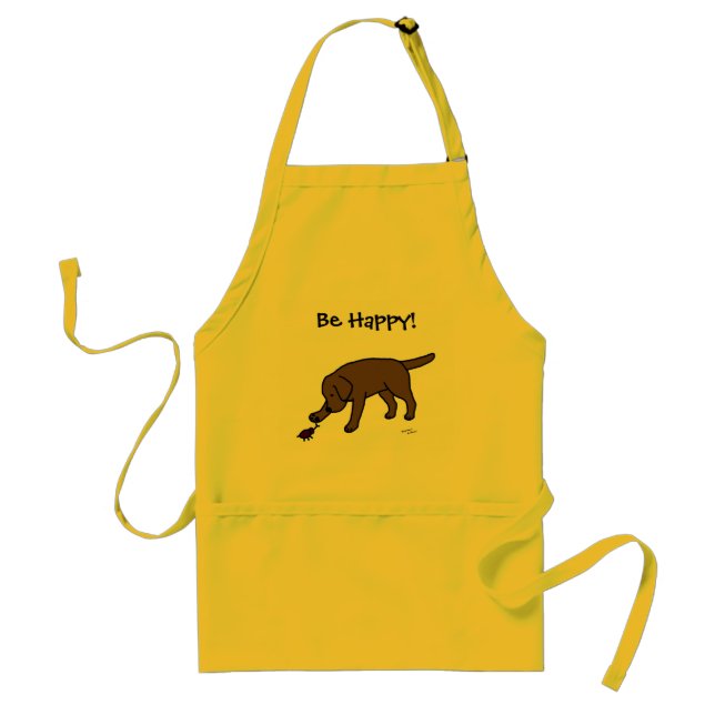 Chocolate Lab Friendly Cartoon Labrador Standard Apron (Front)