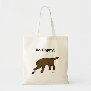 Chocolate Lab Friendly Cartoon Labrador Tote Bag