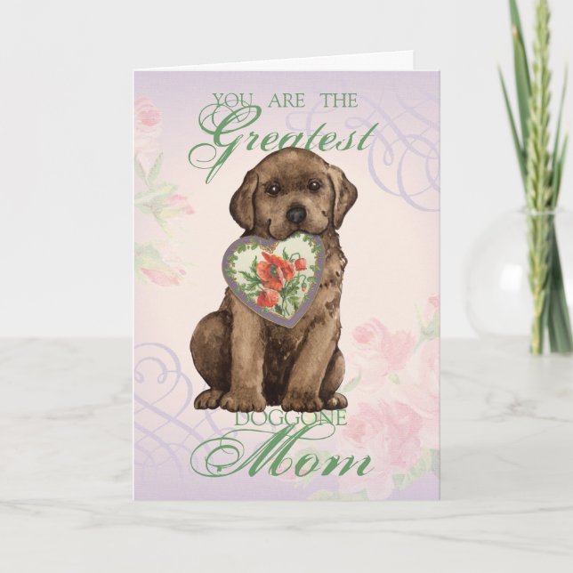 Chocolate Lab Heart Mom Card (Front)