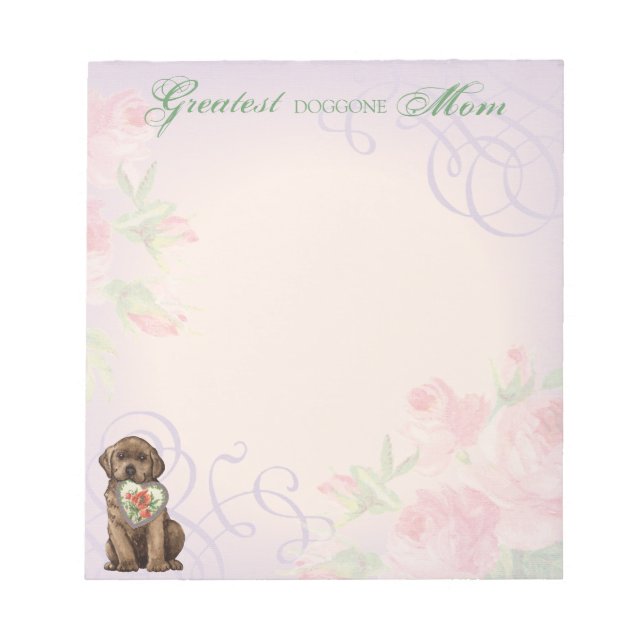 Chocolate Lab Heart Mom Notepad (Front)