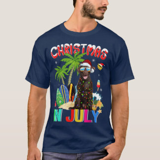 Chocolate Lab in Santa Hat Sunglasses Christmas In T-Shirt