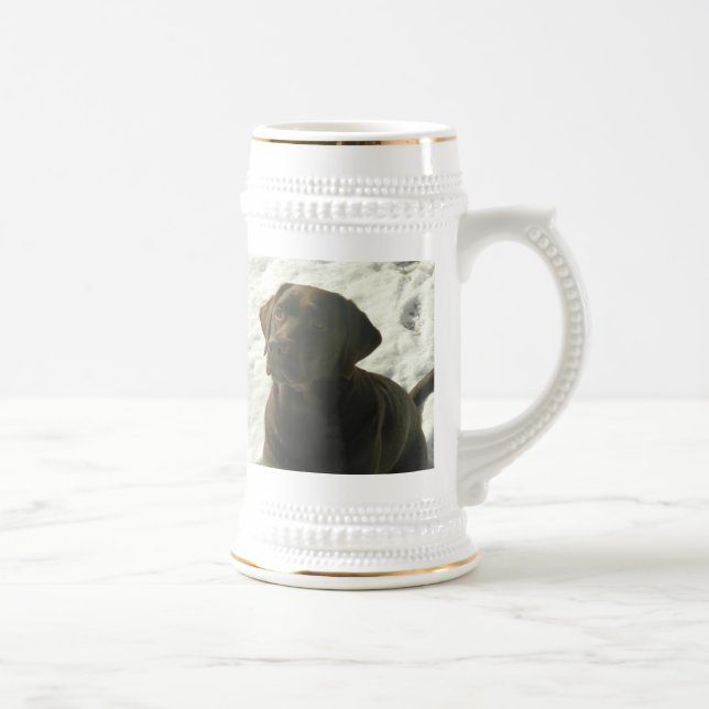 Chocolate Lab in The Snow Beer Stein (Right)