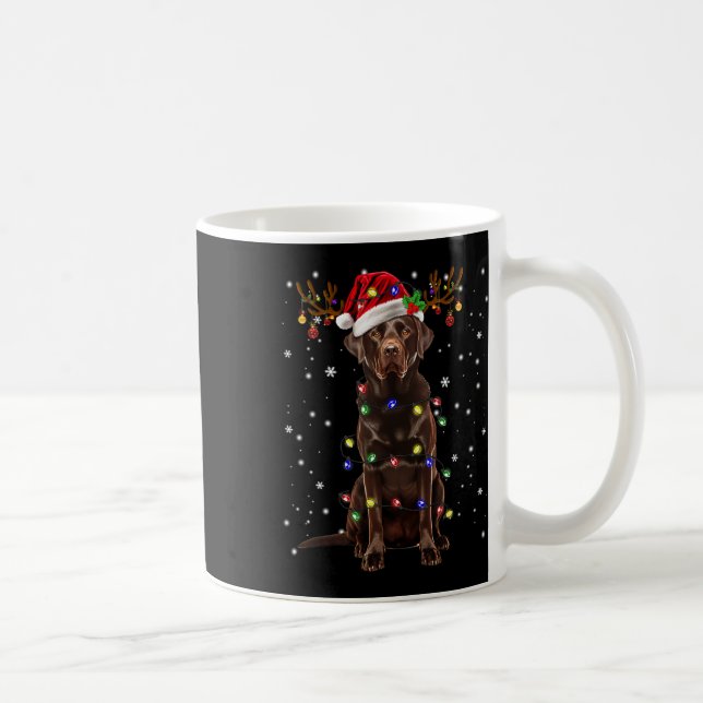 Chocolate Lab Labrador Christmas Tree Light Pajama Coffee Mug (Right)