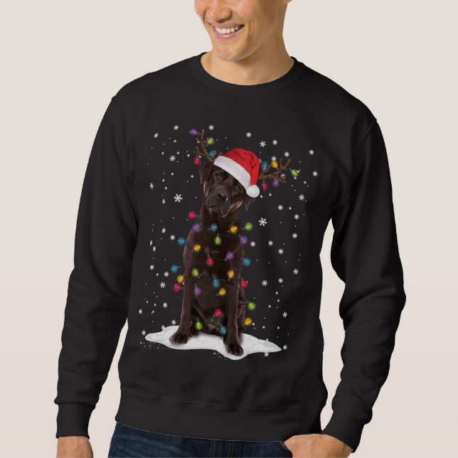 Chocolate Lab Labrador Christmas Tree Light Pajama Sweatshirt (Front)
