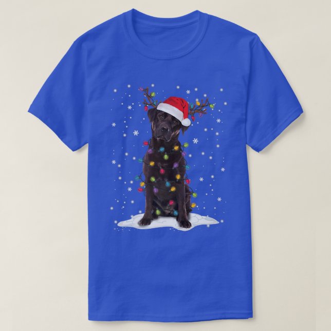 Chocolate Lab Labrador Christmas Tree Light Pajama T-Shirt (Design Front)