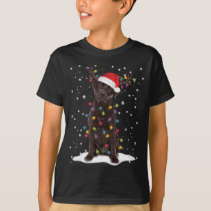 Chocolate Lab Labrador Christmas Tree Light Pajama T-Shirt