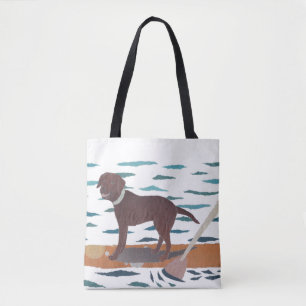 Chocolate Lab, Labrador Retriever, Beach Dog Tote Bag
