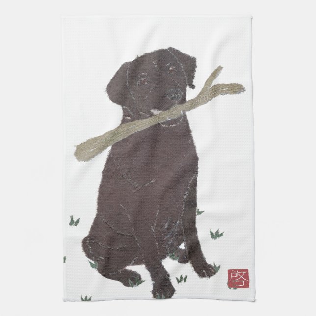 Chocolate Lab, Labrador Retriever, Brown Kitchen Towel (Vertical)