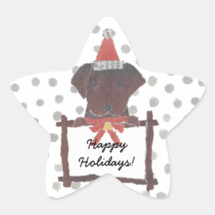 Chocolate Lab, Labrador Retriever, Holidays Star Sticker