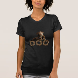 Chocolate Lab Laying Lounging on the word DOG T-Shirt